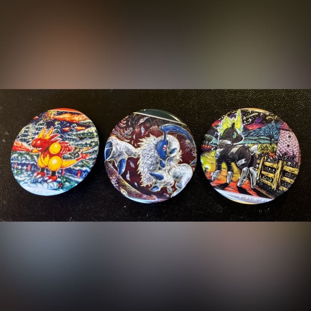 Special Art Pokemon Button 3 Pack Handmade